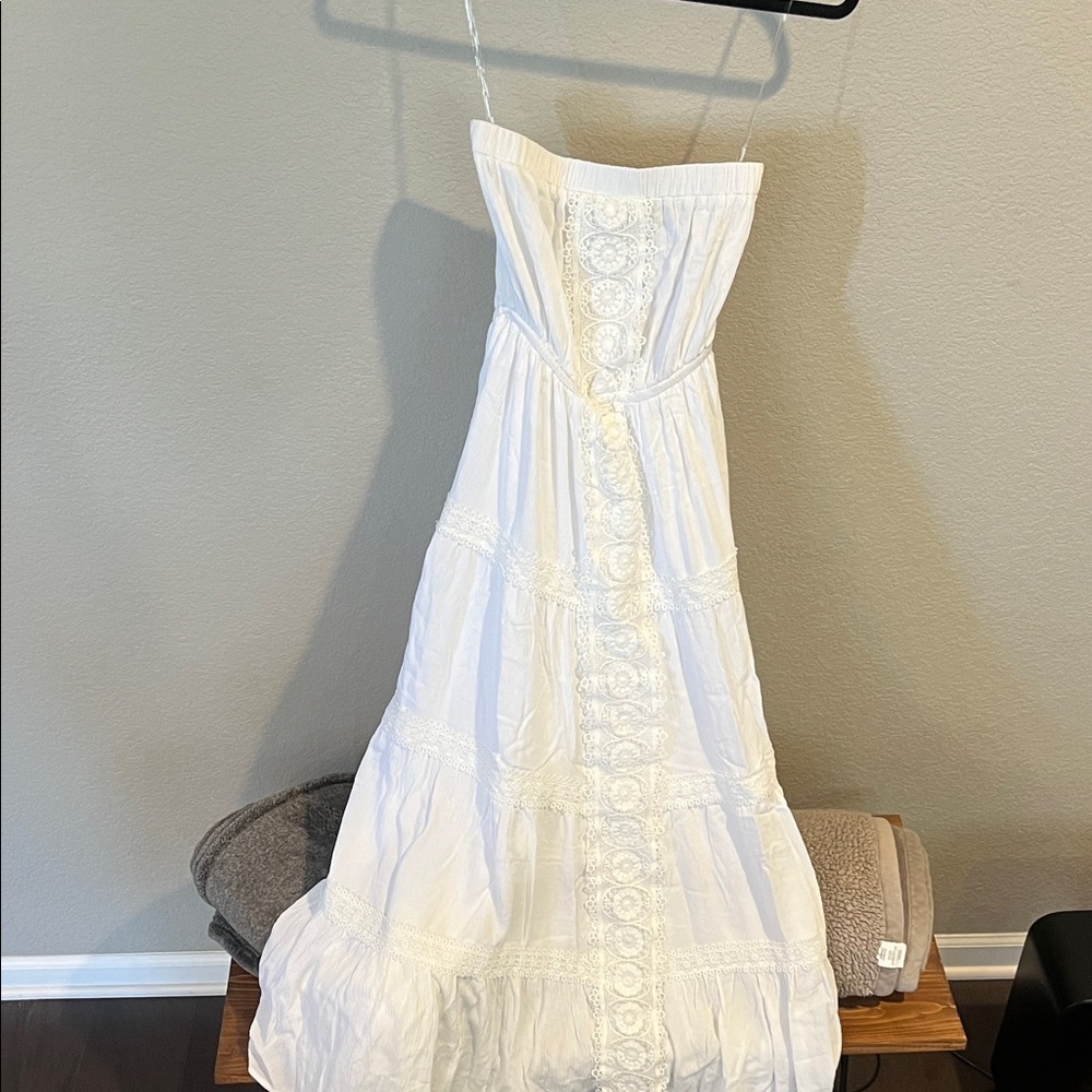 Justify White Strapless cotton -Panel Maxi Sundress